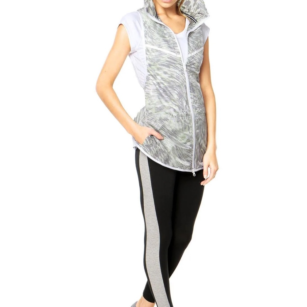 Nike Tech Hyperfuse Gray & Teal Hooded Sleeveless Nylon Running Vest Coat Large